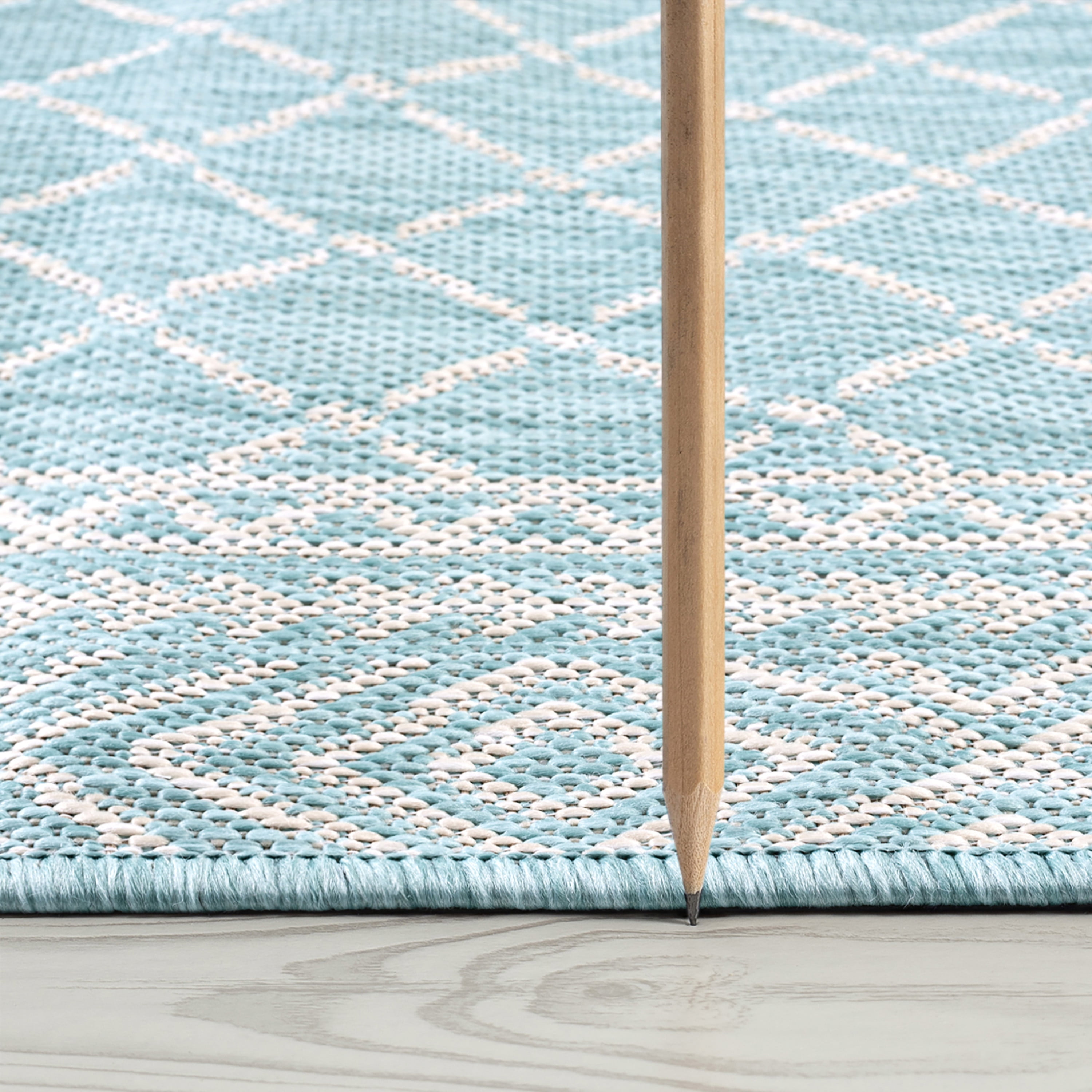 9x12 Water Resistant, Large Indoor Outdoor Rugs for Patios, Front Door Entry, Entryway, Deck, Porch, Balcony | Outside Area Rug for Patio | Aqua, Diamond | Size: 8'10'' x 12'2''