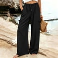 thumbnail image 7 of Hrsba Linen Cargo Pants Women High Waisted Elastic Drawstring Waist Loose Solid Color Long Pants With Pockets, 7 of 7