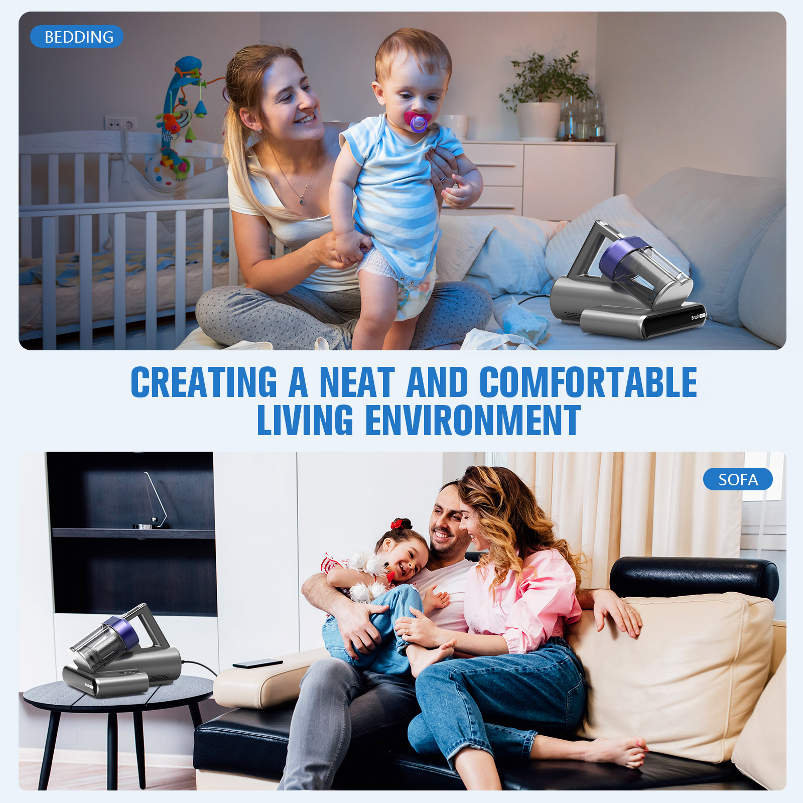 ONSON 16Kpa Handheld Mattress Vacuum Cleaner, UV Light for Deep Cleaning Beds & Sofas