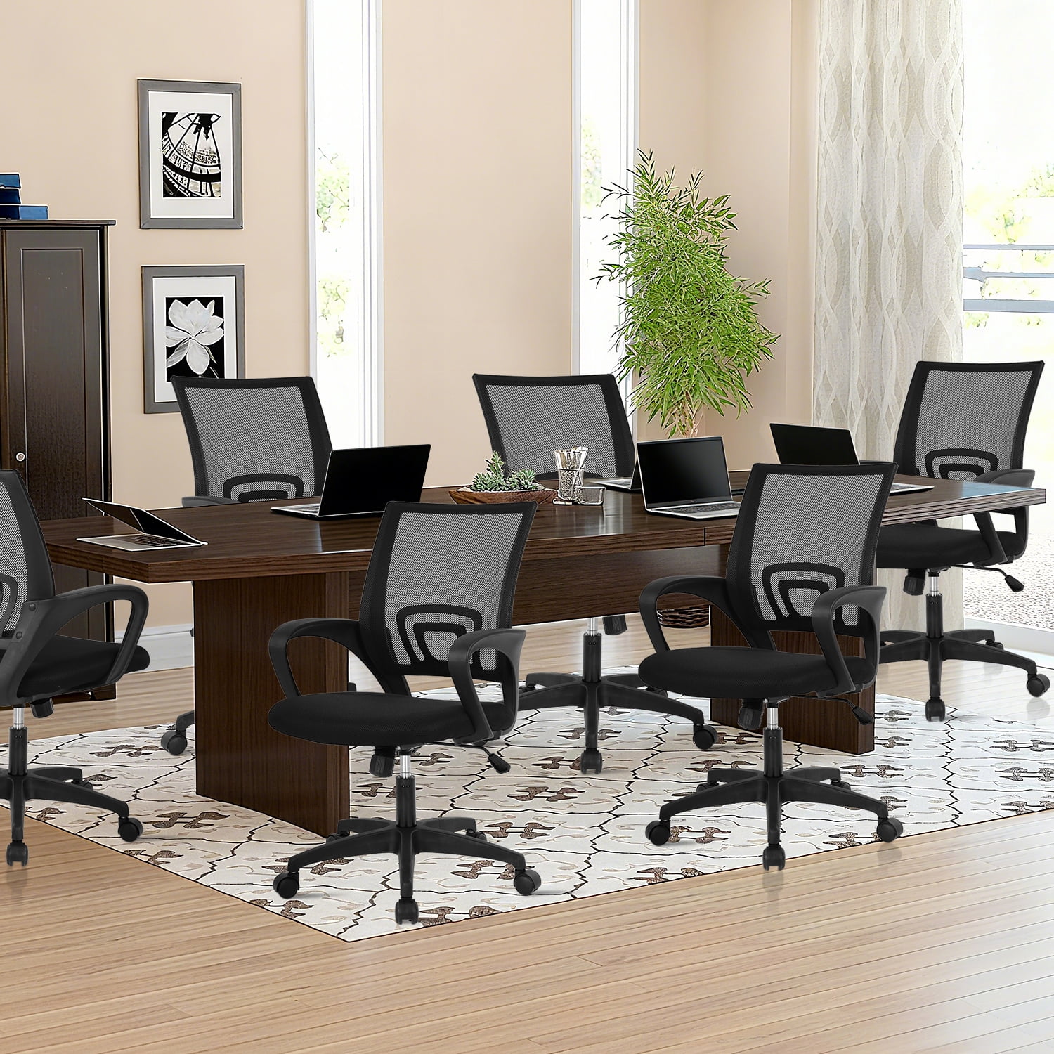 NiamVelo Mesh Office Chair Computer Desk Chair for Adults, Mid Back Rolling Chair Cheap office chairs with Lumbar Support Armrest for Home Office,Black（2 Pack）