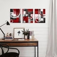 thumbnail image 5 of Red and Grey Abstract Geometric Circle Canvas Wall Art Rustic Burgundy Red Prints Artwork for Living Room Bedroom Christmas Wall Decoration (Red), 5 of 6