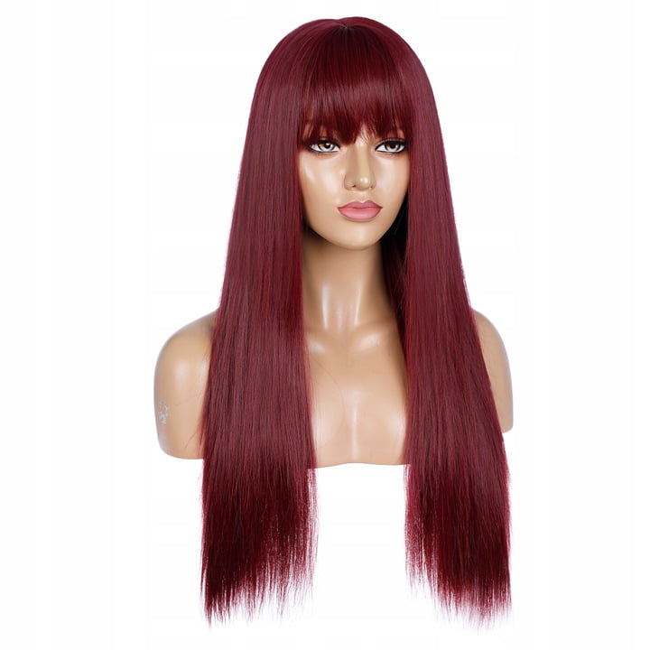 Wig, Long Straight Hair Wine Red 