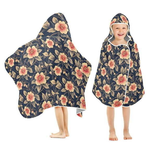 Toddler Hooded Beach Towel 24x50 Kids Bath Towels Soft Quick Dry for Swim Pool Boys Girls Luxury Flower and Leaf
