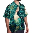 thumbnail image 2 of Mermaid Men's Casual Button Down Short Sleeve Hawaiian Printed Summer Beach Shirts, 2 of 6