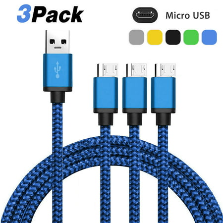 EEEKit 3Pcs 3 Feet Nylon Braided Micro USB Charging Sync Data Cable Charger Cord for Android Phones, Samsung Galaxy S7 S6/Note (Best Android Sync Manager)