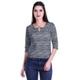 thumbnail image 4 of Moomaya Printed Keyhole Neck Ring Top Casual 3/4th Sleeve Tees Tank Tunic Top, 4 of 5