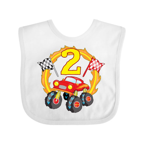Inktastic Monster Truck 2nd birthday Boys or Girls Baby Bib