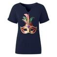 thumbnail image 5 of Craaazy Mardi Gras Shirts for Women Short Sleeve Casual Carnival Printed V-neck T-shirts Gifts, 5 of 6