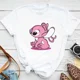 thumbnail image 3 of Camiseta de algodón con dibujos animados divertidos de Lilo y Stitch de Disney Kawaii para niños, camiseta con gráfico de manga linda de Stitch, ropa de calle, camisetas superiores, 3 of 5