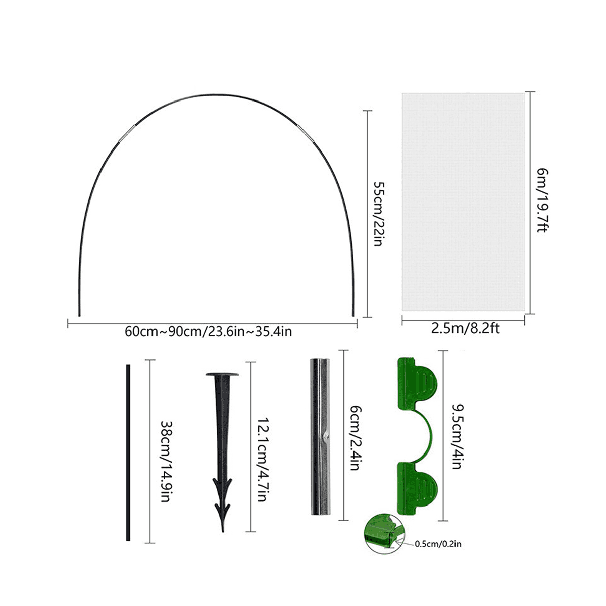 Garden Hoops for Netting, Crop Protection Hoops,Cloches Growing Vegetables,Rust-Free Grow Tunnel