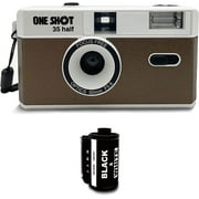 1 Shot Point and Shoot 35mm Film Camera Reusable One Shot Half Frame Camera, Built in Flash, Bund with One Roll