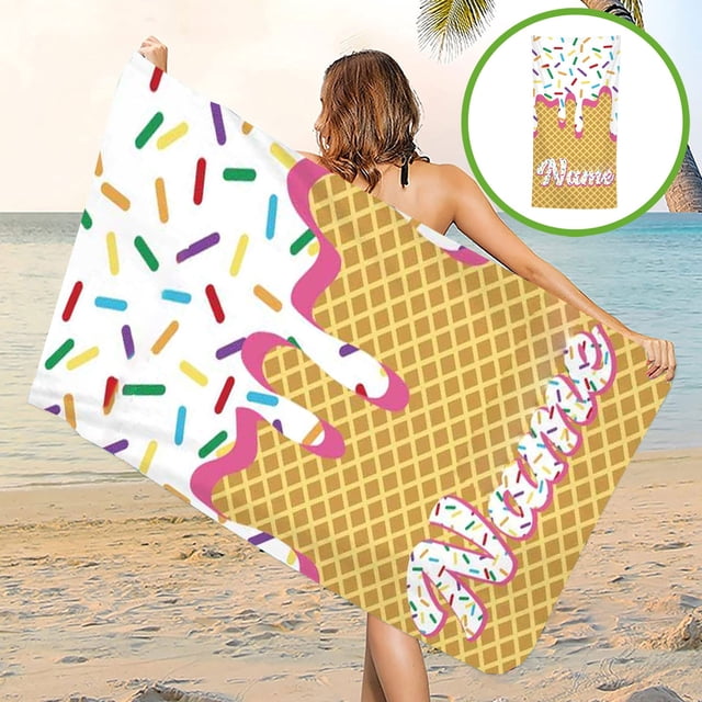 Ice Cream Rectangular Beach Towels Oversized Super Soft Fast Dry Bath Towel For Traveling Bathroom Swimming Camping Outdoors And Sports