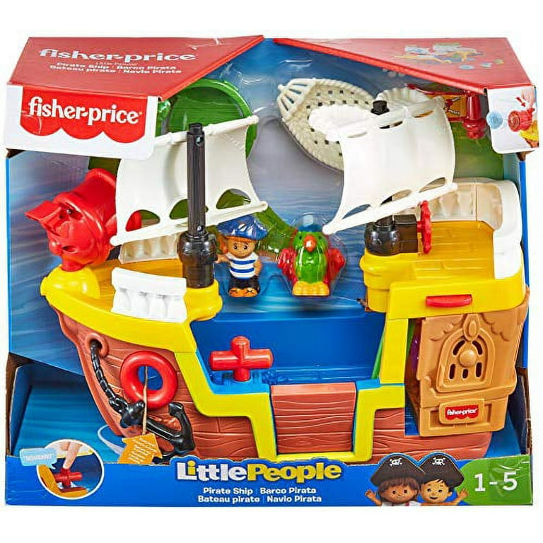 Fisher Price Little People Pirate Ship playset with music sounds and action for toddlers and preschool kids ages 1 5 years