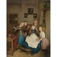 thumbnail image 2 of Ferdinand Georg Waldmüller 19x24 Gold Ornate Framed and Double Matted Museum Art Print Titled - Grandmother with Three Grandchildren (1854), 2 of 4