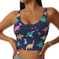 thumbnail image 3 of Goofa Cartoon Dinosaur Printed Sports Bras for Women, High Impact Running Bra Workout Crop Tank Tops Longline Sports Bra Push up-Large, 3 of 9