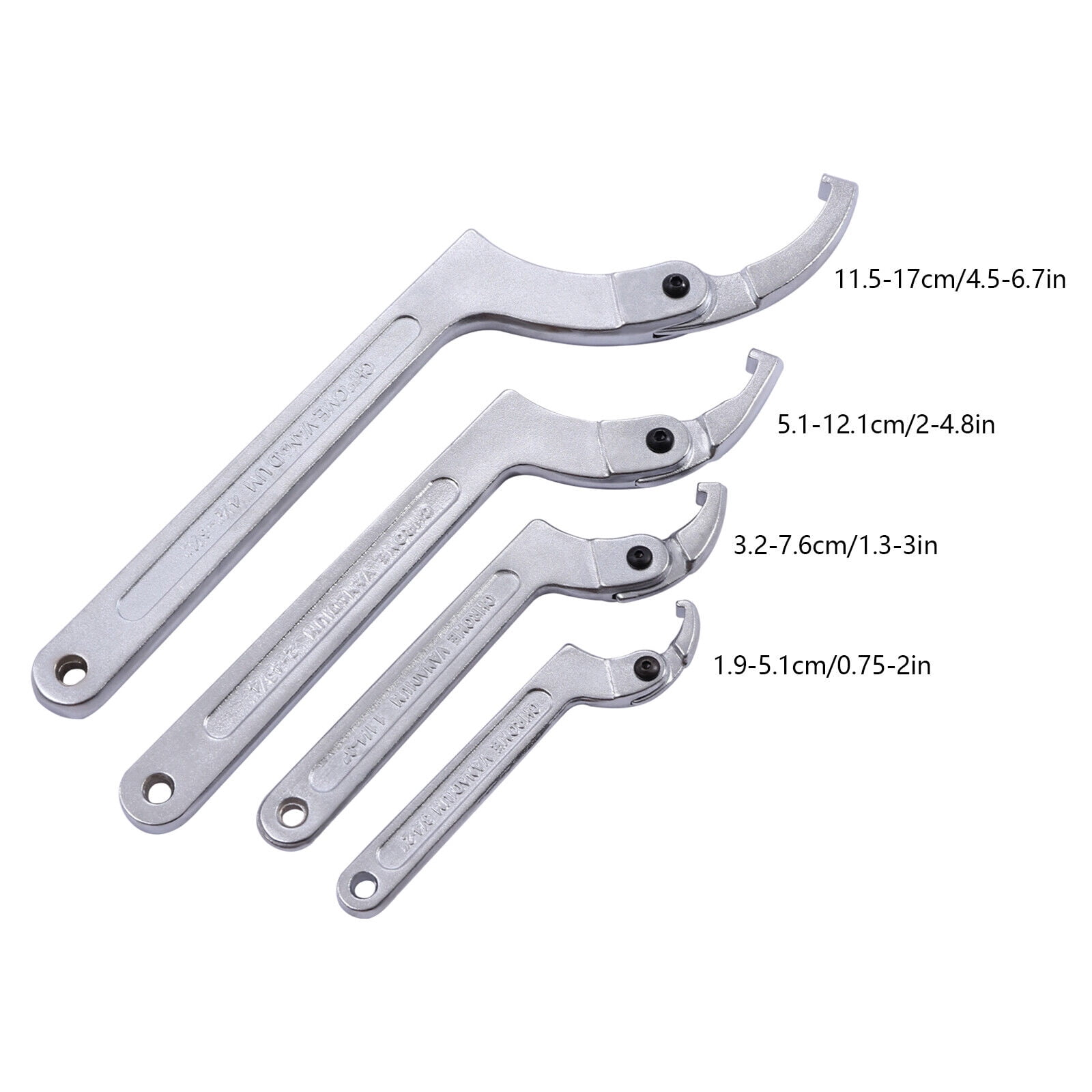 4 Pieces C Pin Spanner Hook Wrench Adjustable Spanner Wrench Set for Tighten Lock Nuts Bearings