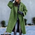 thumbnail image 2 of RYRJJ Women's Fall Winter Pea Coat Oversized Notched Collar Overcoats Woolen Open Front Button Down Long Trench Coat(Green,L), 2 of 6