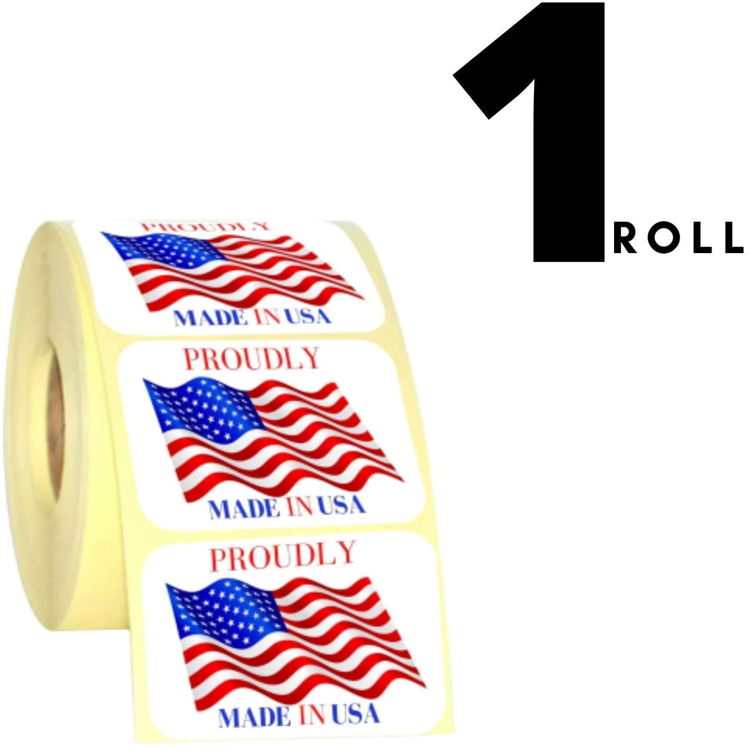Details about   MADE IN USA Flag Pre-Printed Labels / Stickers 6 2" x 3" - Rolls of 500 