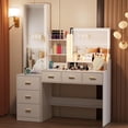 thumbnail image 2 of Aousthop 2 Pieces Lighting & Charging Station Dressing Table, Mirror and Cabinet Table Set, White, 2 of 7