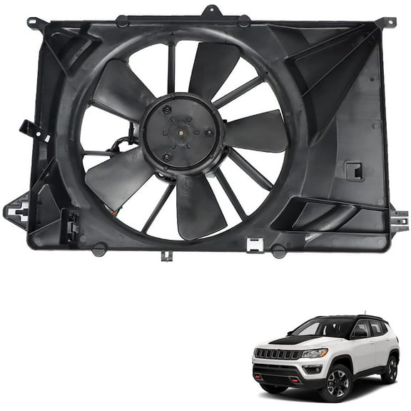 Radiator Cooling Fan Assembly Replacement for 2017 2018 2019 2020 2021 Compass 2.4L 624520 68249185AD 68249185AB CH3115193