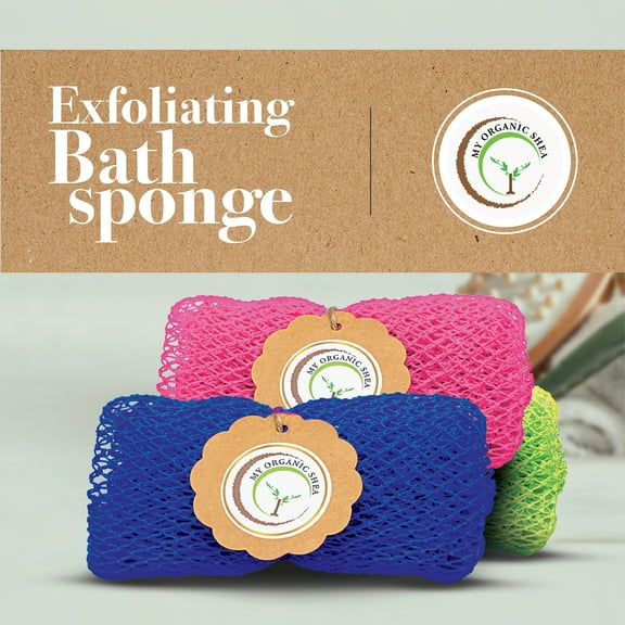 Exfoliating 100% Nylon African Net Sponge 50", Mesh Shower Sponge, Back Scrubber, Navy Blue, 1 pc by My Organic Shea