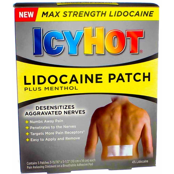Icy Hot Lidocaine Patch Plus Menthol 5 ea (Pack of 3)