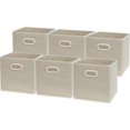 thumbnail image 1 of Simple Houseware 11 Inch Foldable Cube Storage Bin with Handle, 6 Pack, Beige, 1 of 7