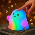 thumbnail image 1 of Luz Nocturna Fantasma de Halloween, Luz de Silicona para Dar Palmaditas, Luz Fantasma, Efectos de Sonido Interactivos Coloridos, 1 of 7