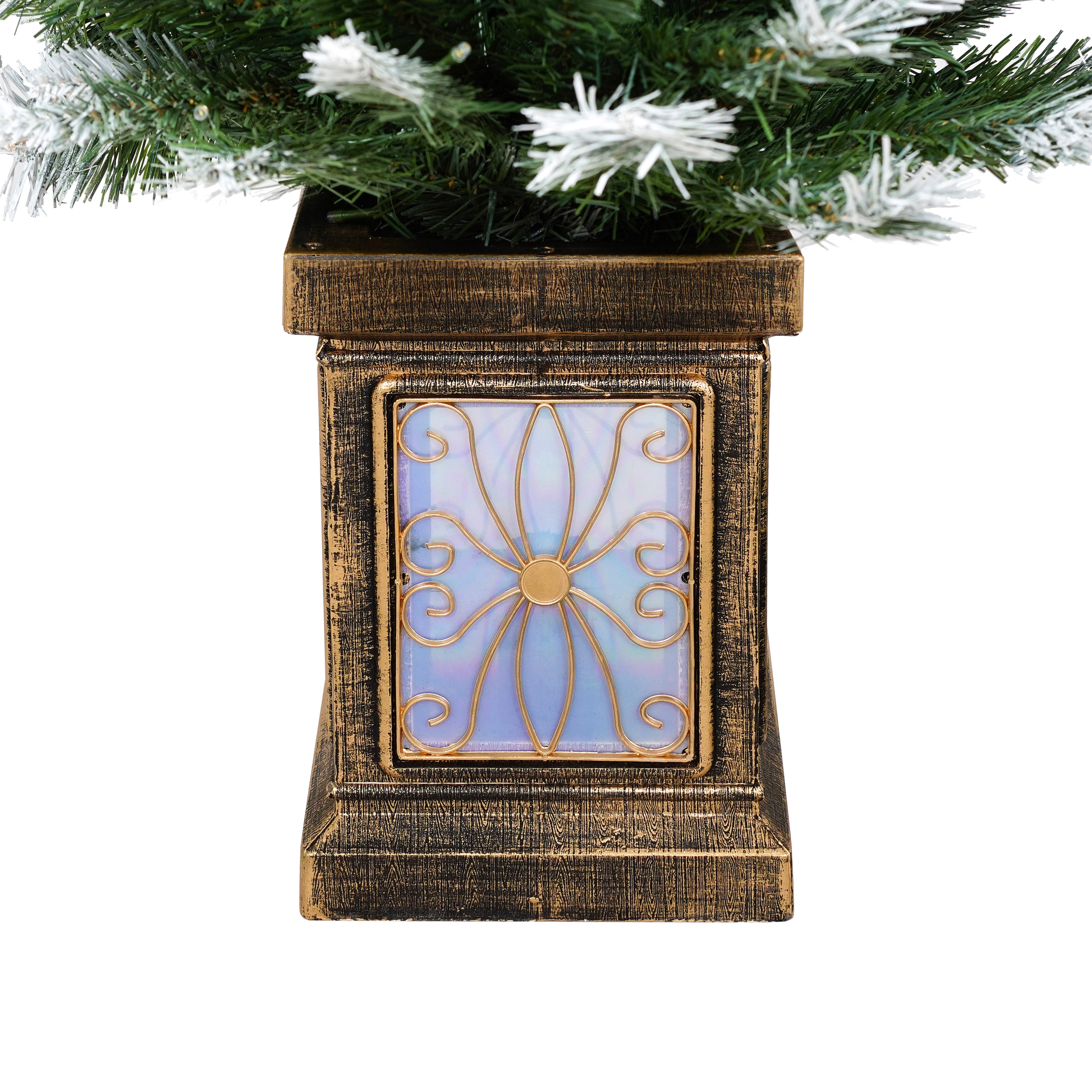 Set of 2 4ft Prelit Christmas Trees with Gold Pots Symmetrical Holiday Decor