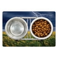 thumbnail image 1 of Nature Pet Mat for Food and Water, Thunder Bolt Above the Seasonal Field Electric Vibes Mother Nature Theme Image, Non-Slip Rubber Mat for Dogs and Cats, 18" X 12", by Ambesonne, 1 of 2