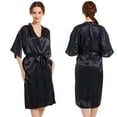 thumbnail image 5 of LYMAYTER Women Silky Robes for M-3XL Satin Mid-length Bathrobes Fashion Solid Color Nightgowns Soft Summer Loungewear, 5 of 7