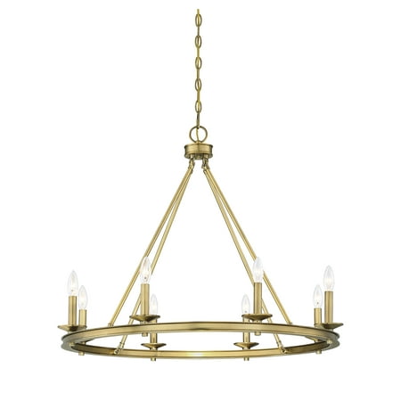 

Modern Farmhouse Chandeliers Wagon Wheel Industrial 8 Lights Iron Lighting Candle Style 33 Rustic Hanging Ceiling Light Fixture in New Brass Dining Room Kitchen Bedroom Living Room Foyer
