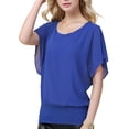 thumbnail image 5 of Weardear Women's Batwing Chiffon T-shirts Short Sleeve Loose Casual Round Neck Elegant Top Blouse, 5 of 5