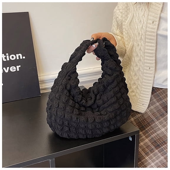 Women's Puffer Totes Fashion Quilted Shoulder Crossbody Bag Solid Color Rhombus Down Padded Handbag Dumpling Purse