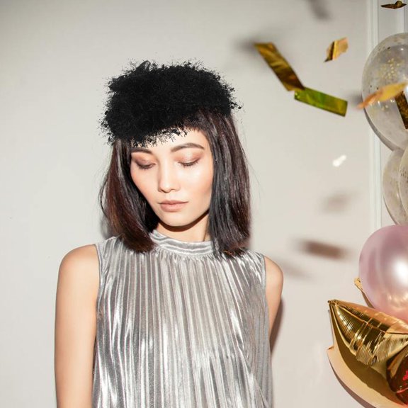 FENGGUIQU Elegant White Retro Fascinator Hat with Tassel Bow for Party Decor