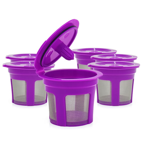 Zootealy Coffee Capsules Cup Refillable Reusable Coffee Filters Capsule Pods Integrated Design Stainless Steel Mesh Strainer Replacement for Keurig 2.0 and 1.0 with Brush & Spoon 8-Pack