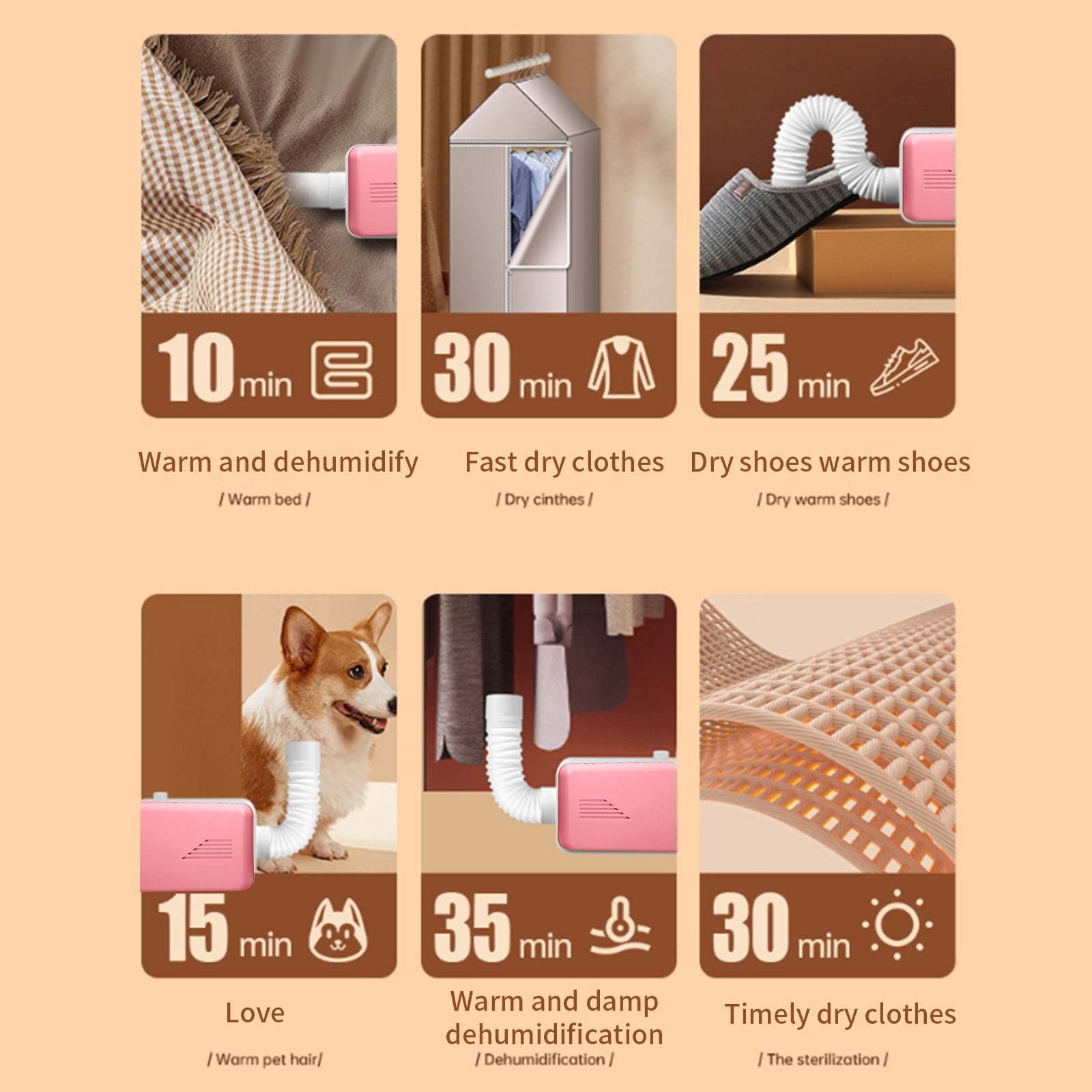 Lksixu Portable Clothes Dryer, 600W Household Small Electric Dryer Machine, Compact Travel Clothes Shoes Dryer Laundry Heater Multifunctional Pet Hair Dryer for Apartments Home Hotel RV Dorm