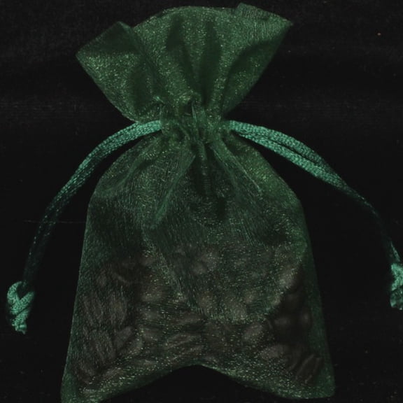 Club Pack of 36 Hunter Green Solid Organza Gift Bags 4" x 3"