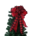 thumbnail image 2 of Christmas Bows Tree Topper Red Black White Buffalo Plaid Ornaments Handmade for Wreath Door Burlap Rustic Farmhouse Decoration, 2 of 6
