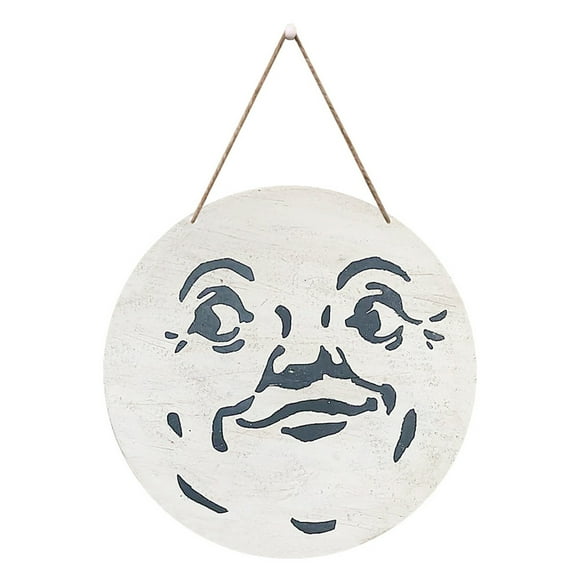 Binwennn Home Decorations for Living Room Wall Hanging Front Door Hanging Decorations Front Door Decorations Outdoor Wood Hanging Door Sign Man In The Moon Face Vintage Wooden Hanging Door