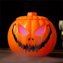 Halloween Misting Pumpkin Jack O Lanterns with Lights,Creepy Pumpkin with Mist Maker Fogger Table Decor,Spooky Glowing Pumpkins Halloween Autumn Fireplace Mantle Home Party Decor