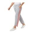 thumbnail image 2 of Calvin Klein Womens Striped Step-Hem Casual Jogger Pants, Grey, Plus Size, 2X, 2 of 3