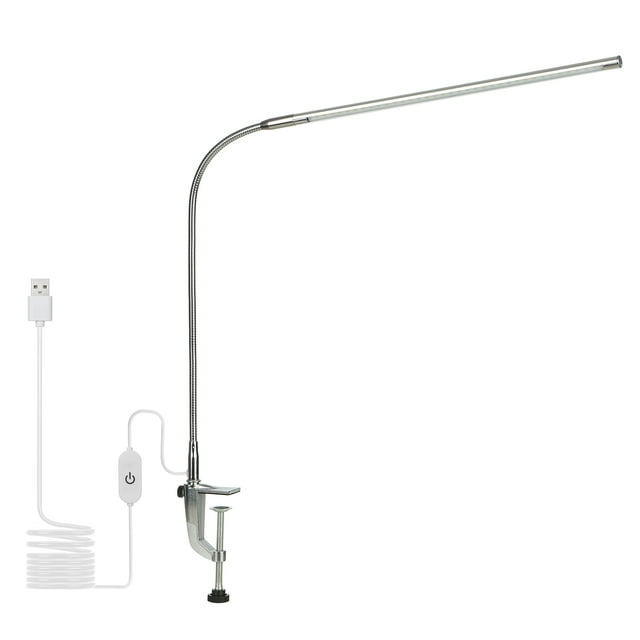 Lámpara de Escritorio Con Clip Usb, Luz de Lectura Led Iluminada En Blanco, Plateada Tomshoo Lámpara de escritorio