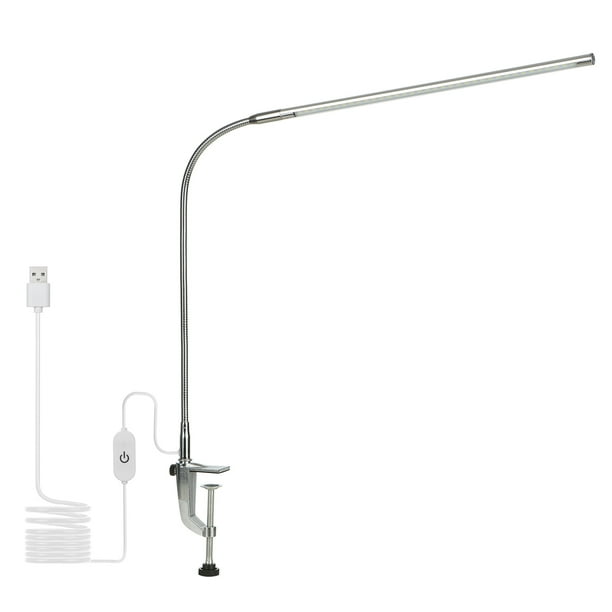 Lámpara de Escritorio Con Clip Usb, Luz de Lectura Led Iluminada En Blanco, Plateada Tomshoo Lámpara de escritorio