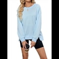 thumbnail image 2 of Sudadera Informal de Cuello Redondo para Mujer, Holgada, Suave y de Larga Azul XXL, 2 of 10