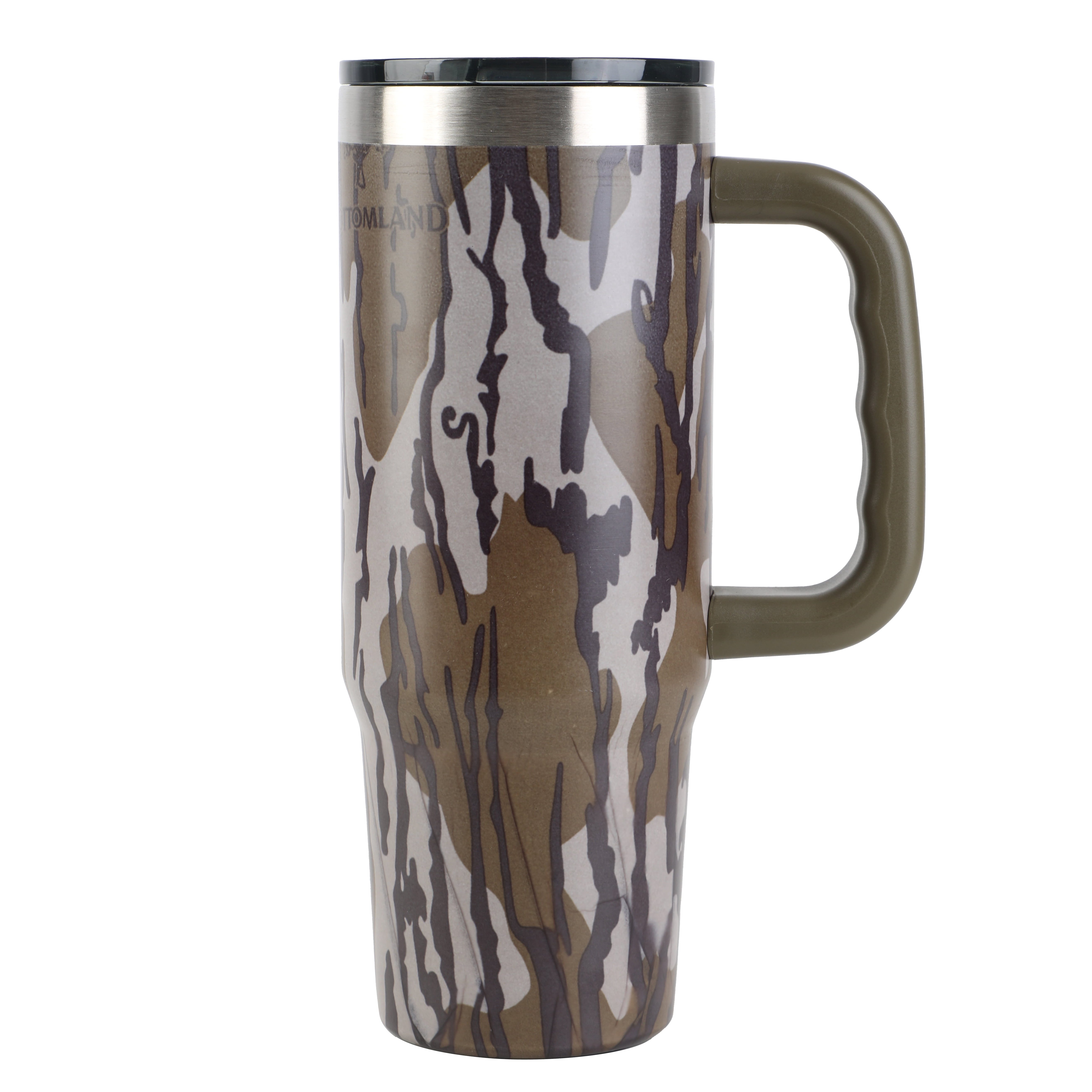 Mossy Oak 30oz Bottomland Camo Stainless Steel Insulated Travel Tumbler with Handle and Magnetic Lid. Leak Resistant