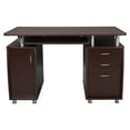 thumbnail image 3 of Scranton & Co Bureau d'Ordinateur de Bureau Transitionnel en Bois avec Rangement, Couleur Chocolat, 3 of 14