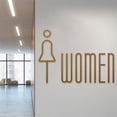 thumbnail image 3 of Letrero de baño, calcomanía de baño, símbolos gráficos, letrero de baño, letrero de baño para oficina, hogar, decoración comercial de puerta o pared Mujer Oro Macarena Signo de baño, 3 of 6