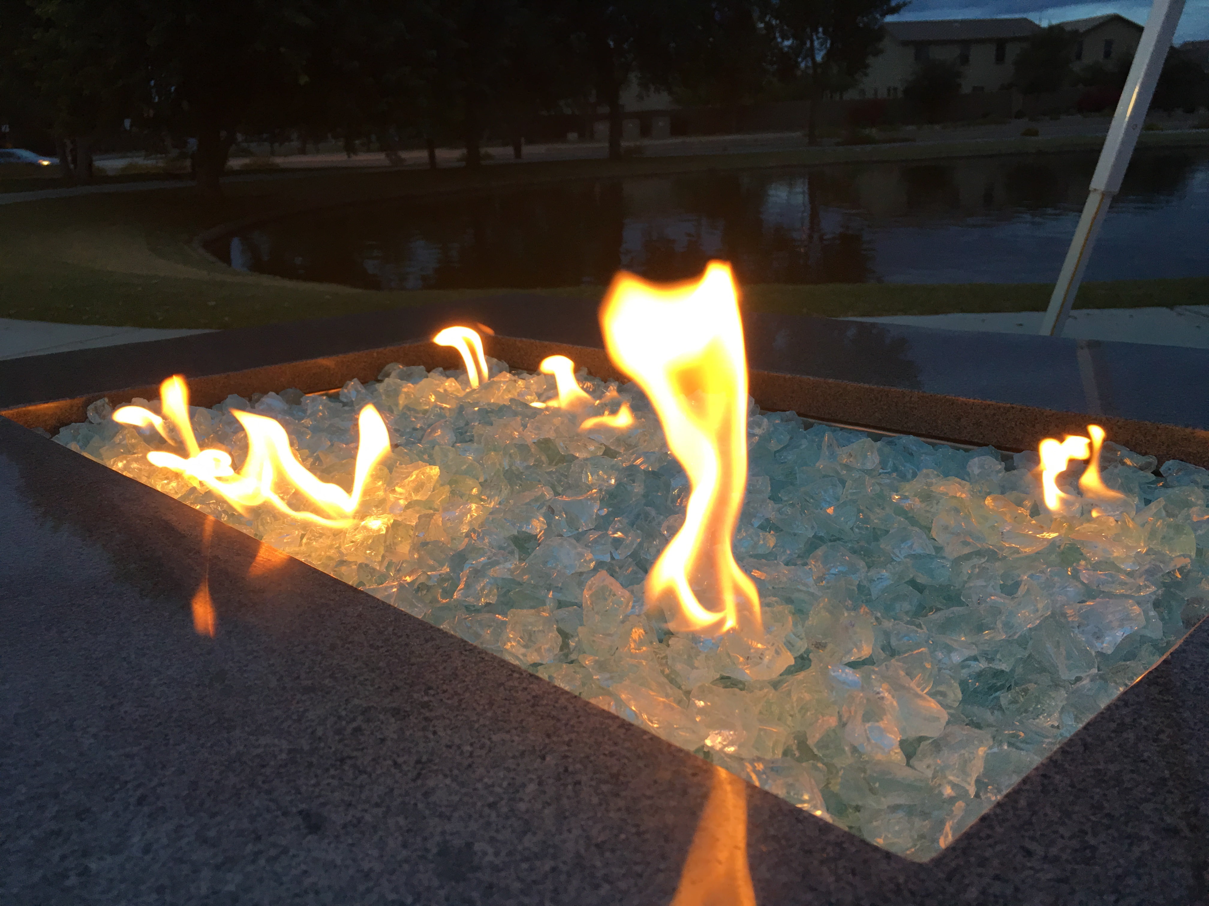 Crystal Teal Fire Pit Glass Rocks, Colored Glass For Fire Pits