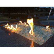 ELEMENT FIREGLASS Crystal Teal Fire Pit Glass Rocks - Professional Grade Fire Glass 1/2"-1", 10 lbs Element Fire Glass